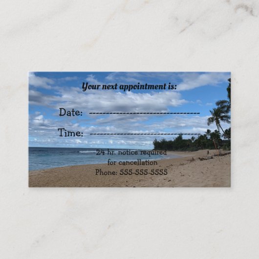 Medische benoeming op de strand afsprakenkaartje (Voorkant)