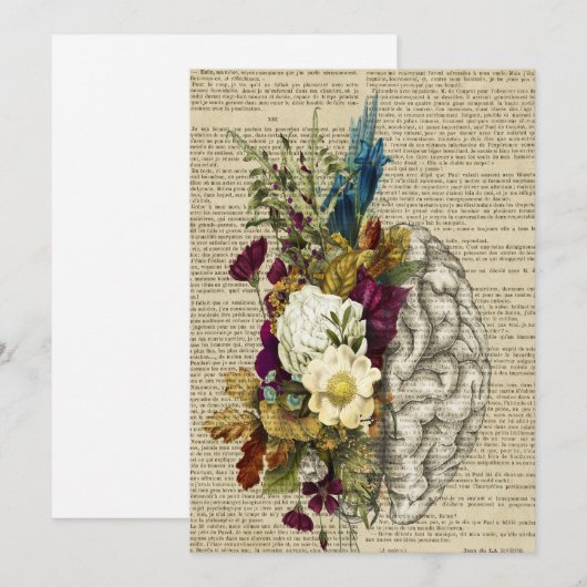 medische bloemige hersenanatomieposter kaart (Voorkant / Achterkant)