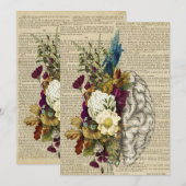 medische bloemige poster over hersenanatomie aankondiging (Voorkant / Achterkant)