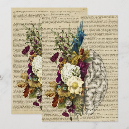 medische bloemige poster over hersenanatomie aankondiging (Voorkant / Achterkant)