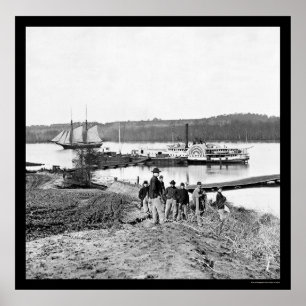 Medische boat op de rivier de Appomattox 1864 Poster
