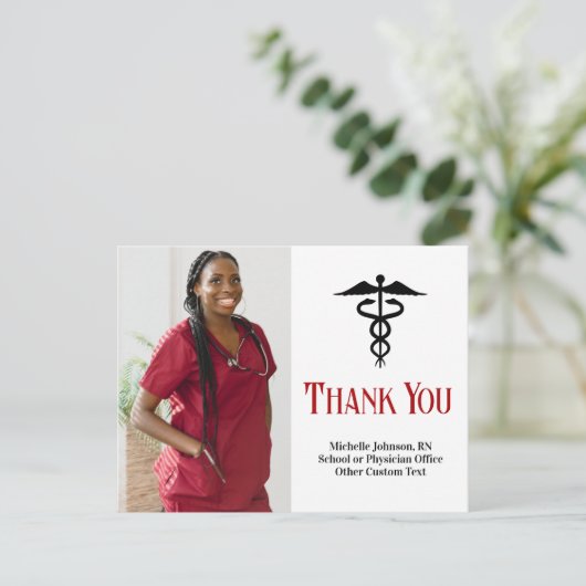 Medische Caduceus Aangepaste Dokter of Verpleegste Briefkaart (Staand voorkant)