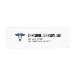 Medische Caduceus | Adres arts/verpleegkundige Etiket