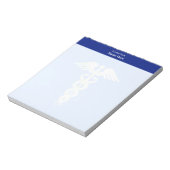 Medische Caduceus & Blauwe Header Eenvoudig Notitieblok (Linkerzijde)