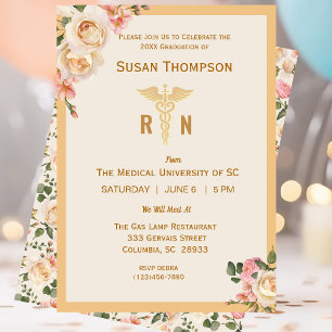 Medische Caduceus Bloemen Afstudeerder Feest Uitno Kaart