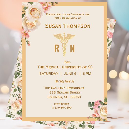 Medische Caduceus Bloemen Afstudeerder Feest Uitno Kaart