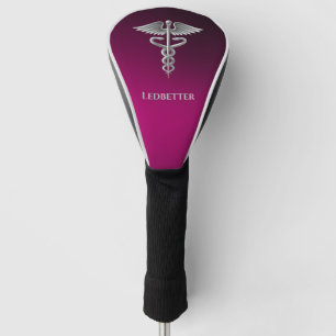 Medische Caduceus Doctor Pink gepersonaliseerd Golfheadcover