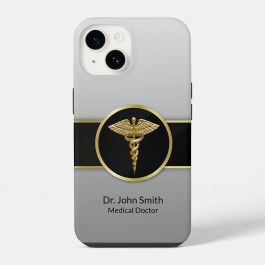 Medische Caduceus Goud Professioneel iPhone Hoesje (Achterkant)