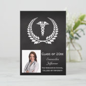 Medische Caduceus Laurier Kaart (Staand voorkant)