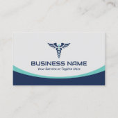 Medische Caduceus Logo Gezondheidszorg Navy Blauw Visitekaartje (Voorkant)