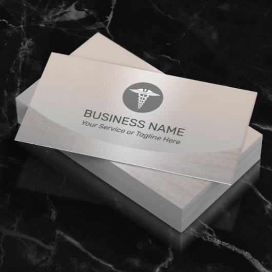 Medische Caduceus Logo Modern Zilver Visitekaartje