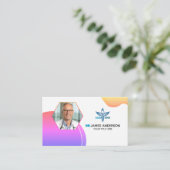 Medische Caduceus Logo Sjabloon Paarse Visitekaartje (Staand voorkant)