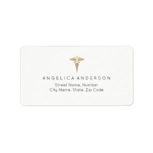 Medische Caduceus Symbool Adreslabel Etiket