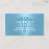 Medische Caduceus Symbool Modern Lichtblauw Visitekaartje (Achterkant)