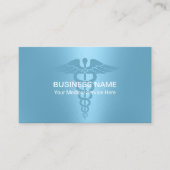 Medische Caduceus Symbool Modern Lichtblauw Visitekaartje (Voorkant)