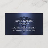 Medische Caduceus Symbool Moderne Marine Blauw Visitekaartje (Achterkant)