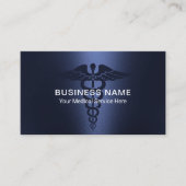 Medische Caduceus Symbool Moderne Marine Blauw Visitekaartje (Voorkant)