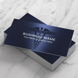 Medische Caduceus Symbool Moderne Marine Blauw Visitekaartje