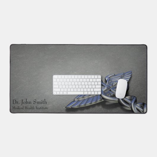 Medische Caduceus Symbool Zilver Chrome Profession Bureaumat (Keyboard & Muis)