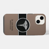 Medische Caduceus Zilver Professionele iPhone Hoesje (Achterkant horizontaal)
