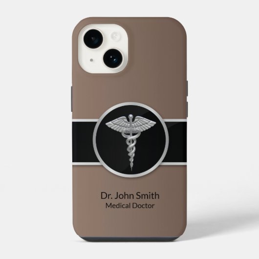 Medische Caduceus Zilver Professionele iPhone Hoesje (Achterkant)