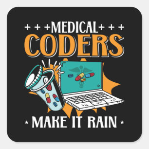 Medische codeerapparaten zorgen ervoor dat het wor vierkante sticker