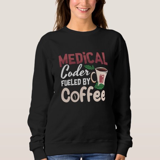 Medische coder die wordt gevoed door een coffee co trui (Voorkant)