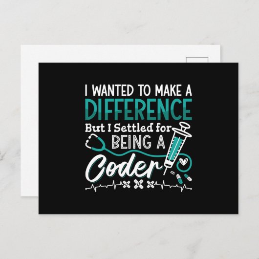 Medische coder is een coder-ICD-coderingsprogramma Briefkaart (Voorkant / Achterkant)