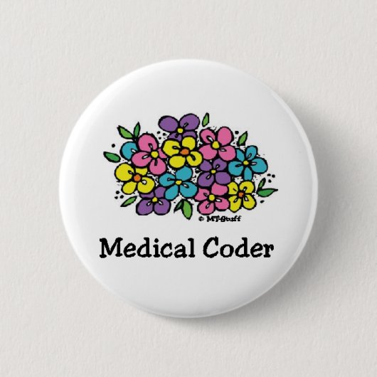 Medische coderingsbloemen1 ronde button 5,7 cm (Voorkant)