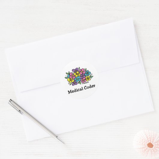 Medische coderingsbloemen1 ronde sticker (Envelop)