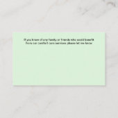 Medische Comfort Care Specialist Visitekaartjes (Achterkant)