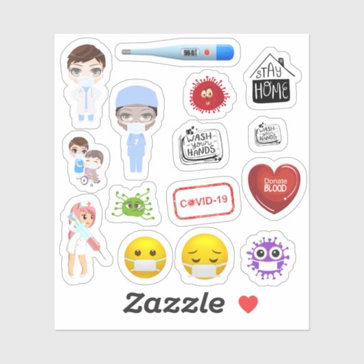 Medische covid-19 corona ziekenhuismaskers klein sticker (Vel)