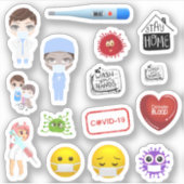 Medische covid-19 corona ziekenhuismaskers klein sticker (Voorkant)