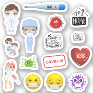 Medische covid-19 corona ziekenhuismaskers klein sticker