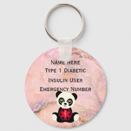 Medische diabetische id Alert Persoonlijk Type 1 o Sleutelhanger