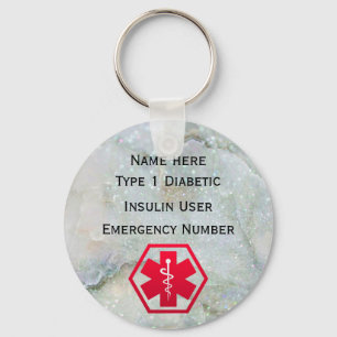 Medische diabetische waarschuwing Aangepast type 1 Sleutelhanger