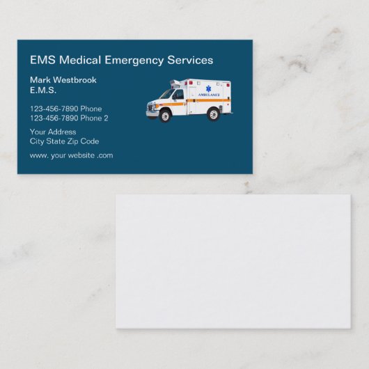 Medische diensten voor EMS Visitekaartje (Voorkant / Achterkant)