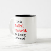 medische dosimetrist tweekleurige koffiemok (Voorkant links)