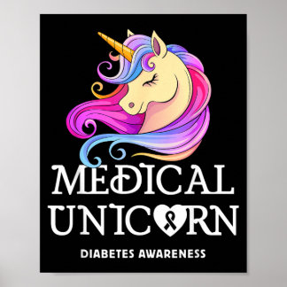 Medische Eenhoorn Diabetes Bewustzijn Poster