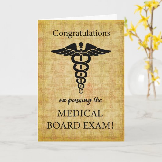 Medische eindexamensymbool Caduceus Kaart (Gele Bloem)