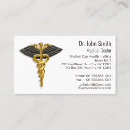 Medische Elegant Gold Caduceus Classy Black Wings Afsprakenkaartje