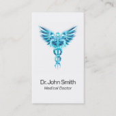 Medische Elegante Blauwe Caduceus Vleugels Classy Visitekaartje (Voorkant)