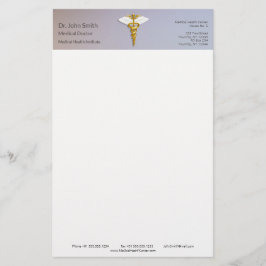 Medische Elegante Gouden Caduceus Witte Vleugels Briefpapier