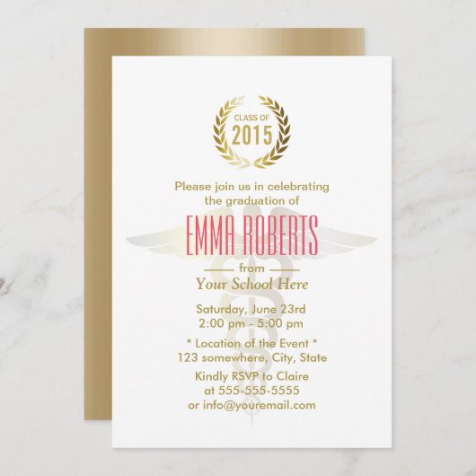 Medische en verpleegschool van 2015-Afstuderen Kaart (Voorkant / Achterkant)