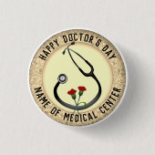 Medische faciliteit Doktersdag Stethoscoop Ronde Button 3,2 Cm (Voorkant)