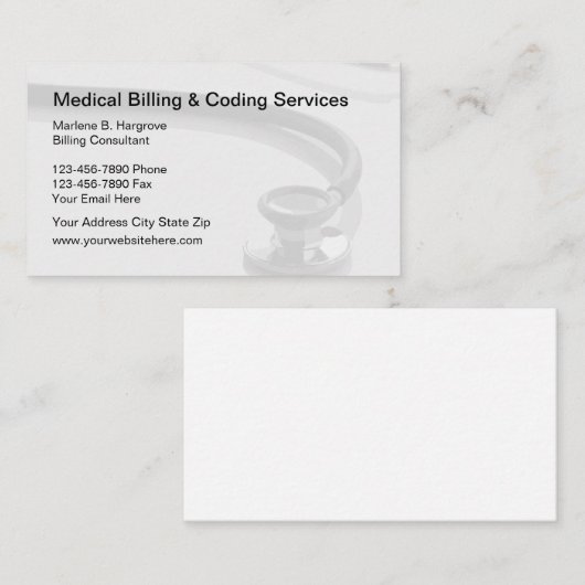 Medische facturering en codering visitekaartje (Voorkant / Achterkant)