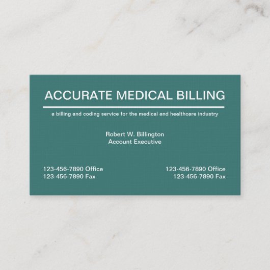 Medische facturering en codering visitekaartje (Voorkant)