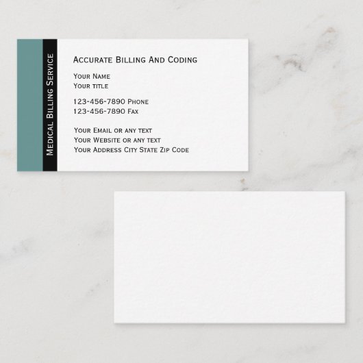 Medische facturering en codering visitekaartje (Voorkant / Achterkant)