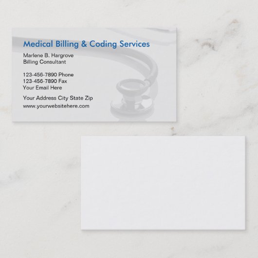 Medische facturering en codering visitekaartje (Voorkant / Achterkant)