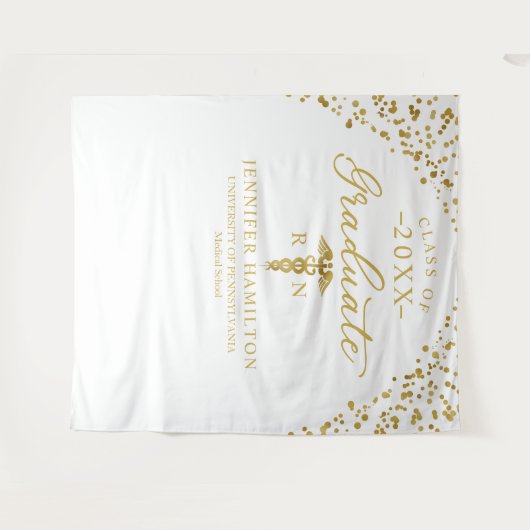 Medische Faculteit Witte Gouden Afstudeerachtergro Wandkleed (Voorkant (horizontaal))